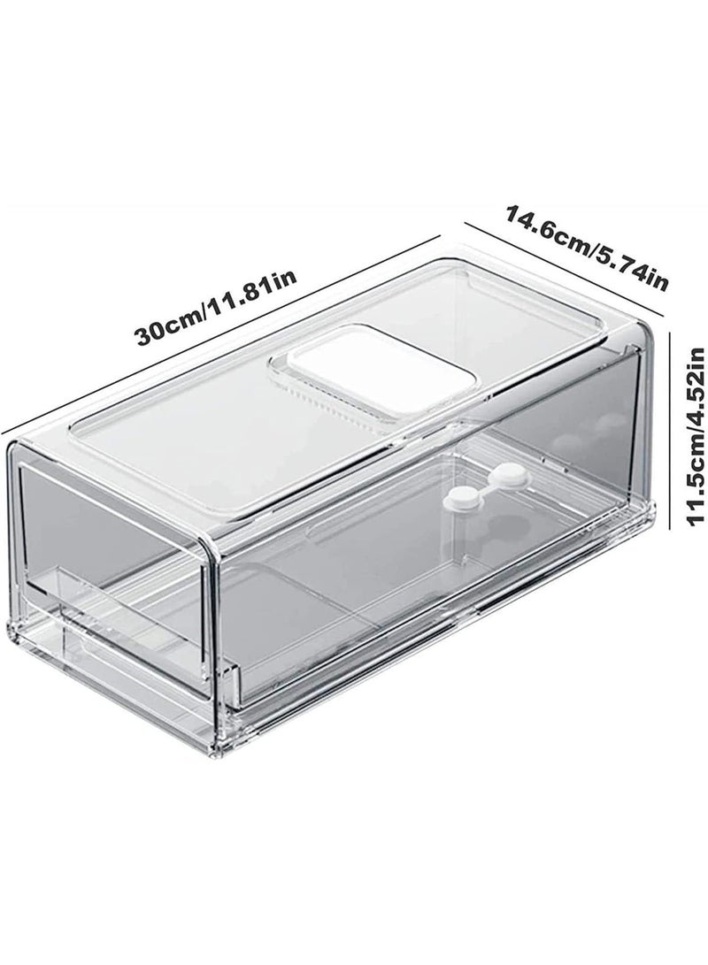 Stackable Refrigerator Organizer, Portable Storage Box Fridge Freezer Drawer, Fruit & Vegetable Storage Containers Tray Box with Ventilation Window (M) - Image 2