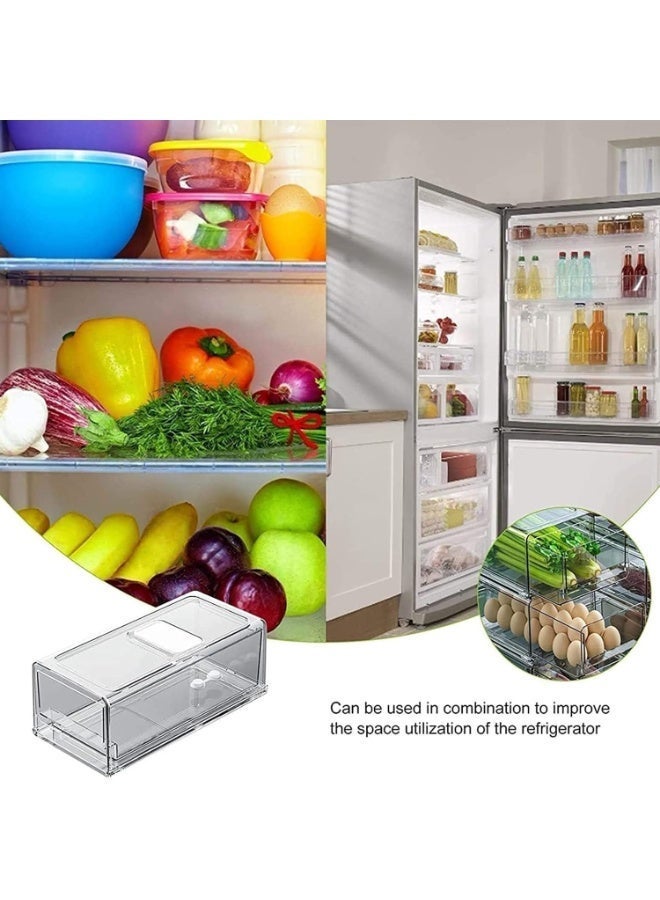 Stackable Refrigerator Organizer, Portable Storage Box Fridge Freezer Drawer, Fruit & Vegetable Storage Containers Tray Box with Ventilation Window (M) - Image 3