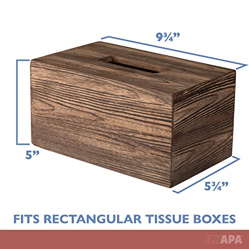 Ilyapa Wood Tissue Box Cover Rectangular - Rustic Farmhouse Wooden Tissue Holder - Image 2