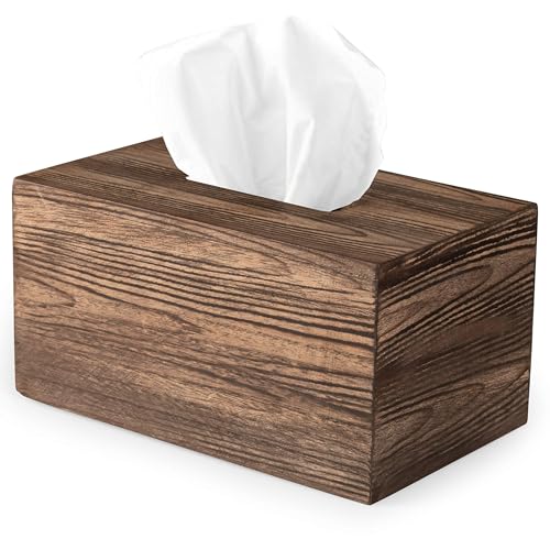 Ilyapa Wood Tissue Box Cover Rectangular - Rustic Farmhouse Wooden Tissue Holder - Image 1