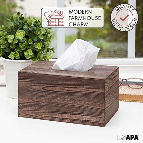 Ilyapa Wood Tissue Box Cover Rectangular - Rustic Farmhouse Wooden Tissue Holder - Image 3