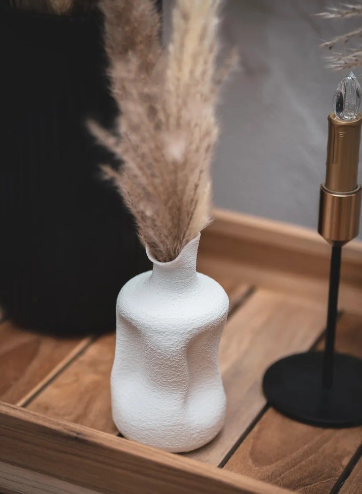 أخوة ثلاثي الأبعاد مزهرية زخرفية بتصميم عضوي وملمس حجري – لمسة فنية راقية - Image 1