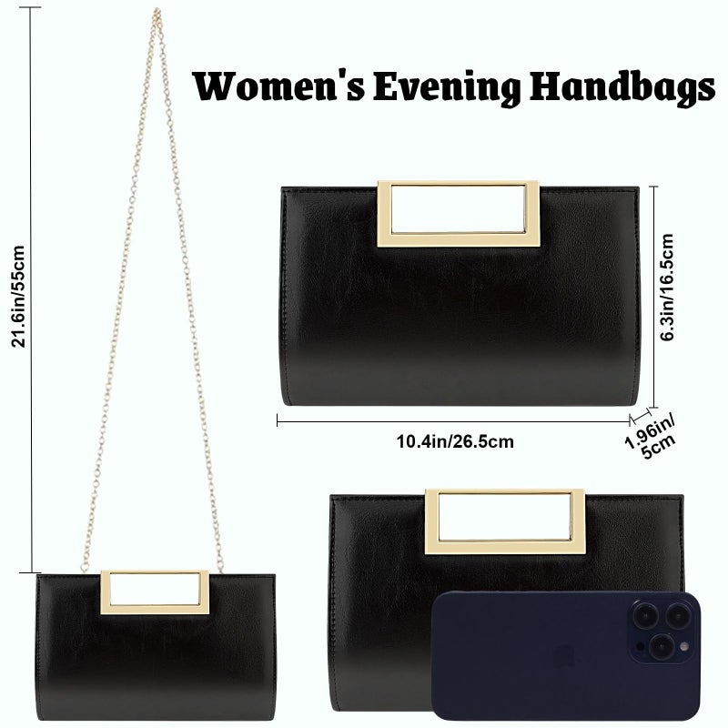 Gets Clutch Purses for Women Evening Handbag Formal Fashion PU Leather Shoulder Bag for Wedding Cocktail Party Prom (Black) - Image 4