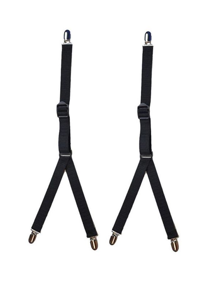 رباط قابل للتعديل مزود بمشابك مانعة للانزلاق لتثبيت القميص من قطعتين أسود