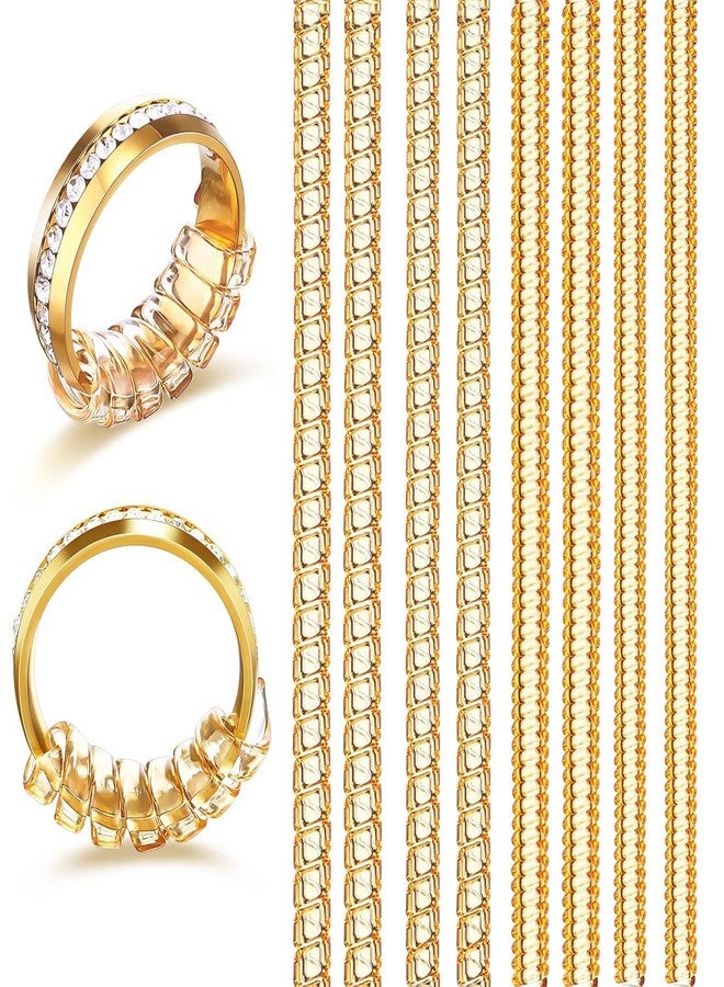 Aldea 8 Pcs Ring Size Adjuster for Loose Rings – 4 Sizes Spiral Silicone Ring Sizer, Tightener & Resizer Set (Gold) - Image 1