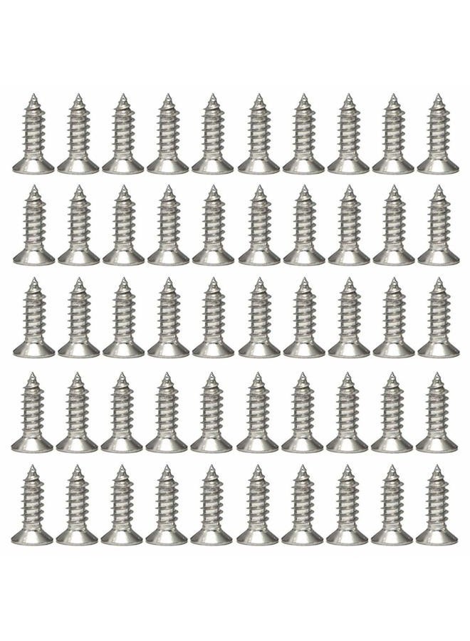 Hulless Stainless Steel Wood Screws 100 Qty Phillips Flat Head Screws Self Tapping Screws, 18-8 (304) Stainless. #6 Wood Screws for Set of 100 Silver HS-1903242259 - Image 1