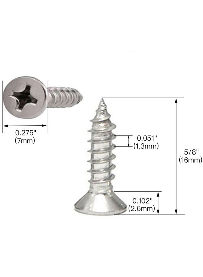 Hulless Stainless Steel Wood Screws 100 Qty Phillips Flat Head Screws Self Tapping Screws, 18-8 (304) Stainless. #6 Wood Screws for Set of 100 Silver HS-1903242259 - Image 4