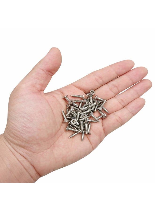 Hulless Stainless Steel Wood Screws 100 Qty Phillips Flat Head Screws Self Tapping Screws, 18-8 (304) Stainless. #6 Wood Screws for Set of 100 Silver HS-1903242259 - Image 3