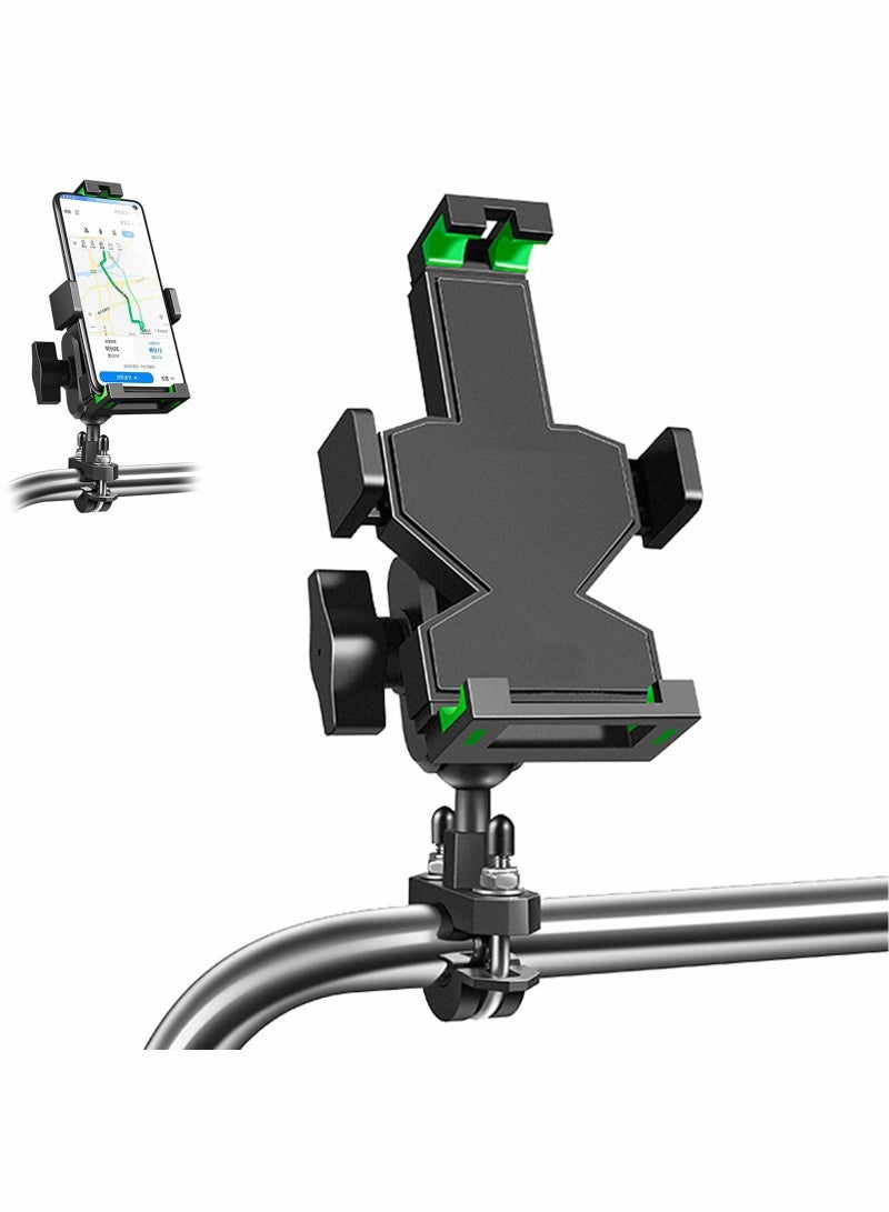 Y&D Motorcycle Phone Mount, Quick Install Handlebar Clip for Bicycle Scooter, Adjustable Handlebar, 10s Install, Release Clamp, Compatible with iPhone Android Cell Phones - Image 1