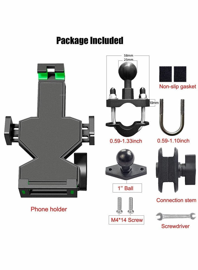 Y&D Motorcycle Phone Mount, Quick Install Handlebar Clip for Bicycle Scooter, Adjustable Handlebar, 10s Install, Release Clamp, Compatible with iPhone Android Cell Phones - Image 5