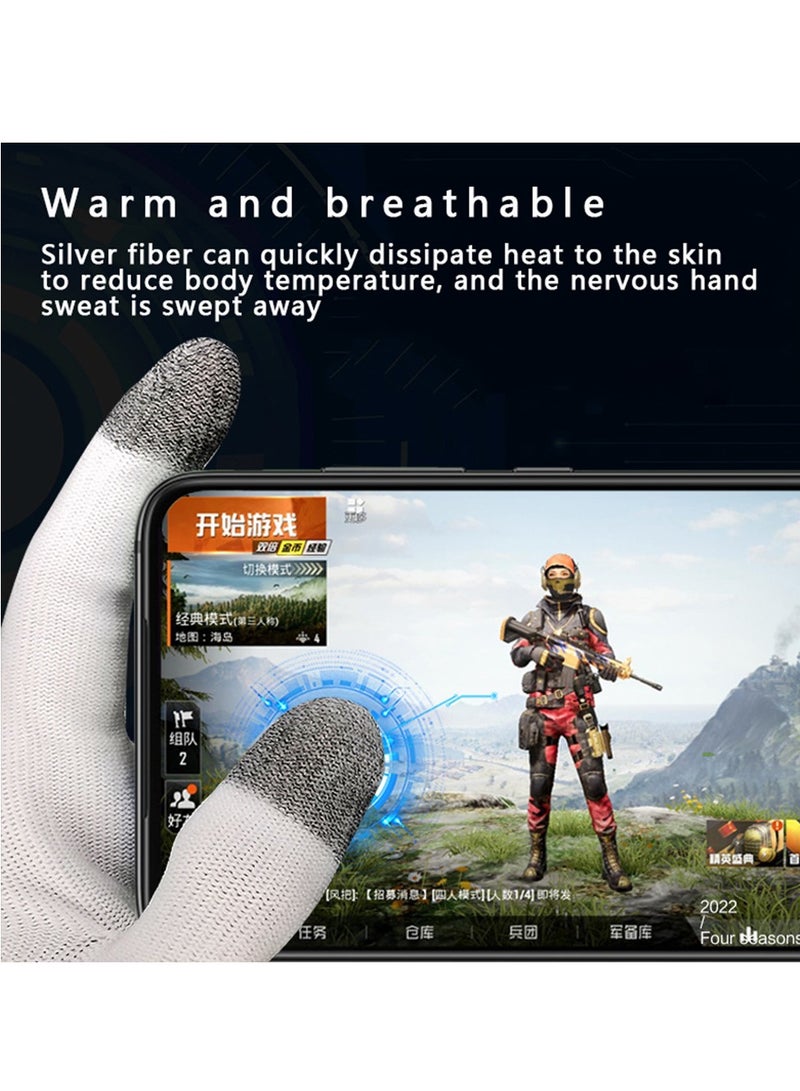 SYOSI E Sports Gaming Gloves, Gaming Finger Sleeves, Anti Sweat Breathable, Thumb Sleeves for Highly Sensitive Nano Silver Fiber Material + Nylon, for Touch Screen for PUBG Mobile Phone Games Accessories - Image 2