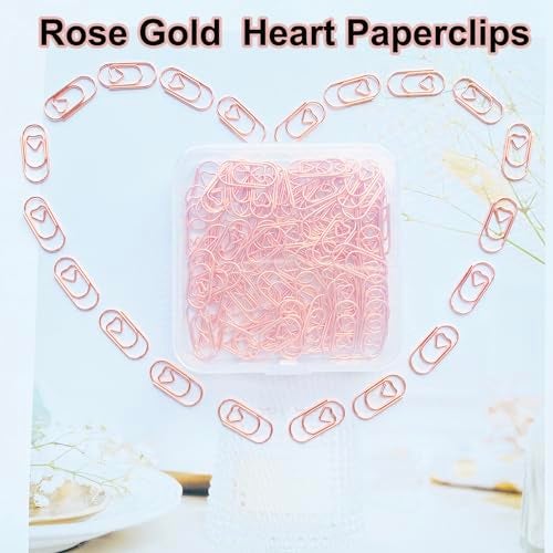 HCwelli 120 PCS Gold Heart Shaped Paper Clips 0.78inch Small Paper Clips Cute Mini Paperclips Invitations Paperclips Decorative Paper Clips for Office School Home Desk Organizers (Rose Gold) - Image 4