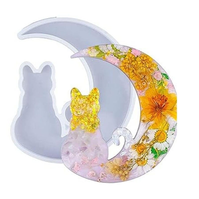 SNOOGG ™Set of 1 Sea Shell Shape and Moon cat Decoration Silicone Molds for Epoxy Resin Casting for Event, Resin Art Casting, Epoxy, Wedding,Valentine,Anniversary Gift - Image 3