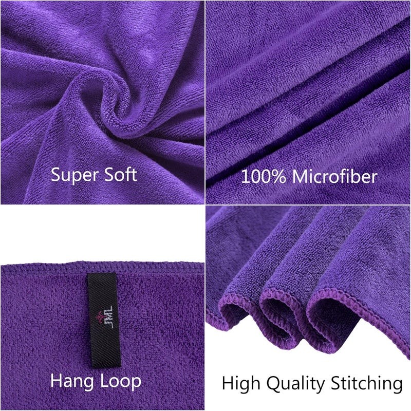 JML Microfiber Bath Towels, 2 Pack(30" x 60") Oversized, Ultra Soft, Super Absorbent and Fast Drying, No Fading and Multipurpose Use for Sports, Travel, Fitness, SPA and Yoga - Solid Color, Violet - Image 5
