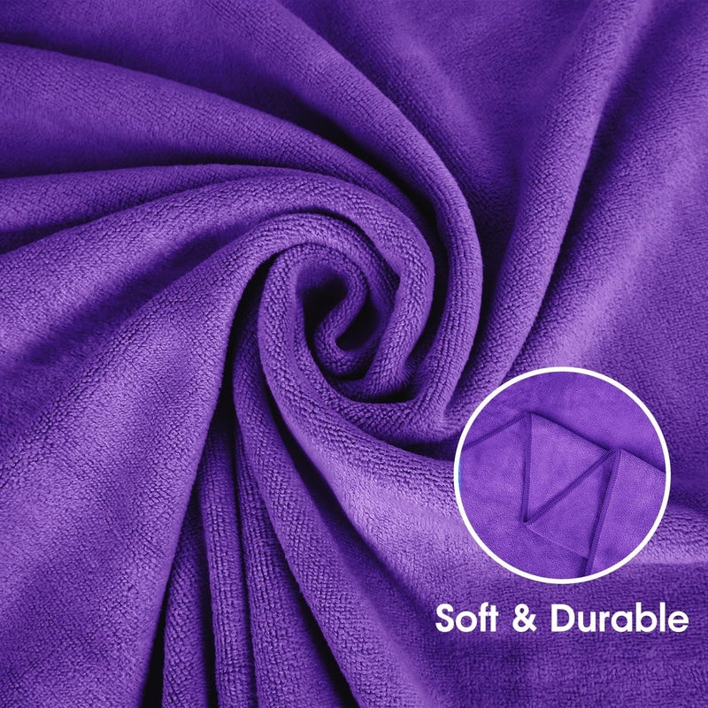 JML Microfiber Bath Towels, 2 Pack(30" x 60") Oversized, Ultra Soft, Super Absorbent and Fast Drying, No Fading and Multipurpose Use for Sports, Travel, Fitness, SPA and Yoga - Solid Color, Violet - Image 3