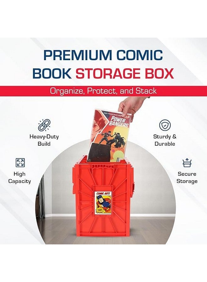 BCW BCW Short Comic Book Bin | Holds 150 Comics | Stackable Plastic Storage | Acid-Free Organizer | Red, Single  - Image 5