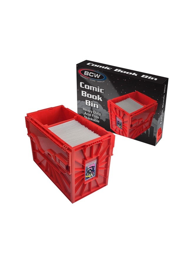 BCW BCW Short Comic Book Bin | Holds 150 Comics | Stackable Plastic Storage | Acid-Free Organizer | Red, Single  - Image 1