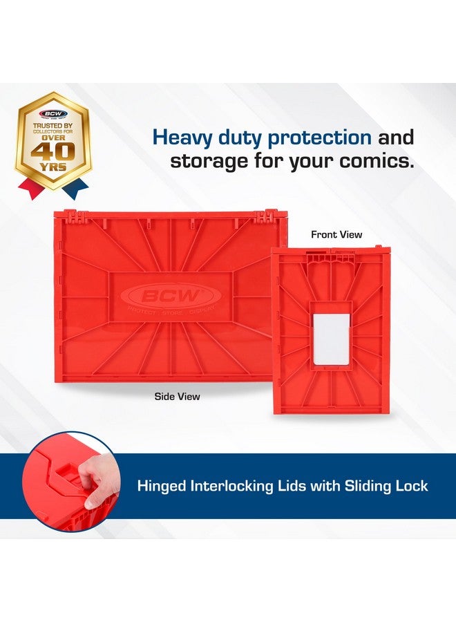 BCW BCW Short Comic Book Bin | Holds 150 Comics | Stackable Plastic Storage | Acid-Free Organizer | Red, Single  - Image 2