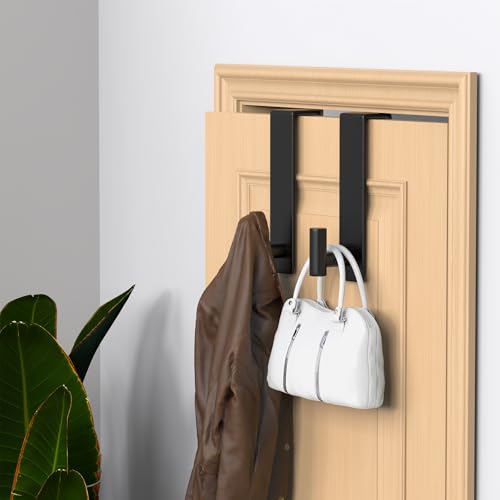 WUIVIUT T-Shaped Over Door Hooks - Fits Wooden & Metal Doors Less Than 1.77" Wide,Door Hanger for Office,Bedroom Heavy-Duty Stainless Steel Doors(T Shape 2 Pack, Fits 1-3/4'' Thick) - Image 4
