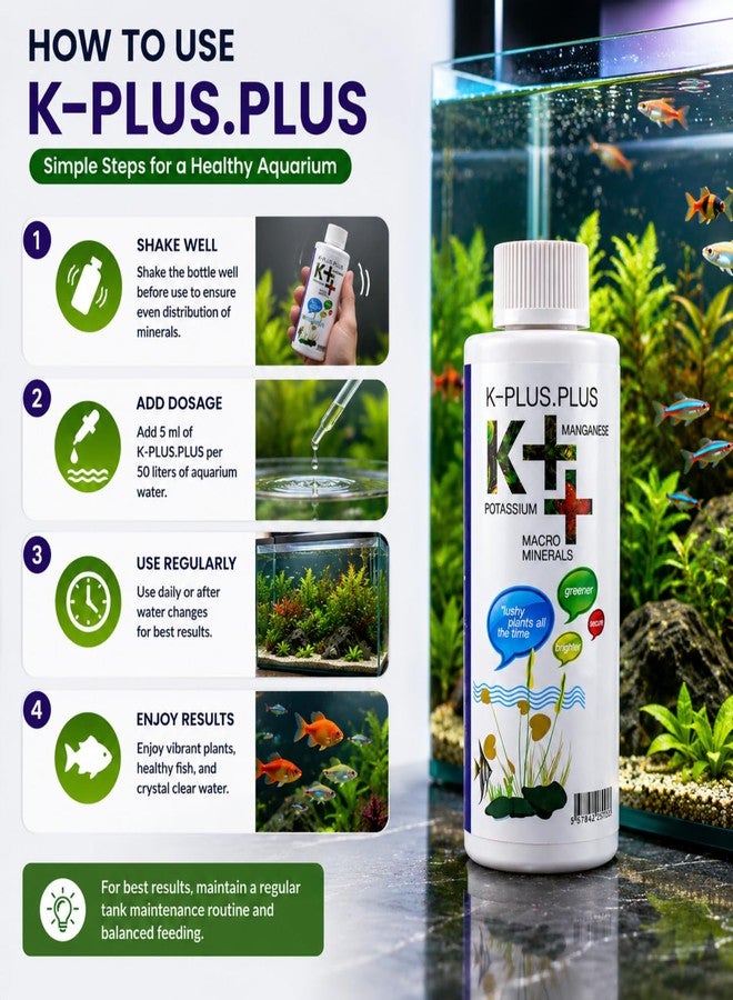 VAYINATO Aquatic Remedies K++ Aquarium Plant Fertilizer (220ml) | Potassium (K), Manganese (Mn) & Calcium (Ca) Mineral Enrichment for Aquatic Plant Growth | Suitable for Freshwater & Saltwater Aquariums - Image 3