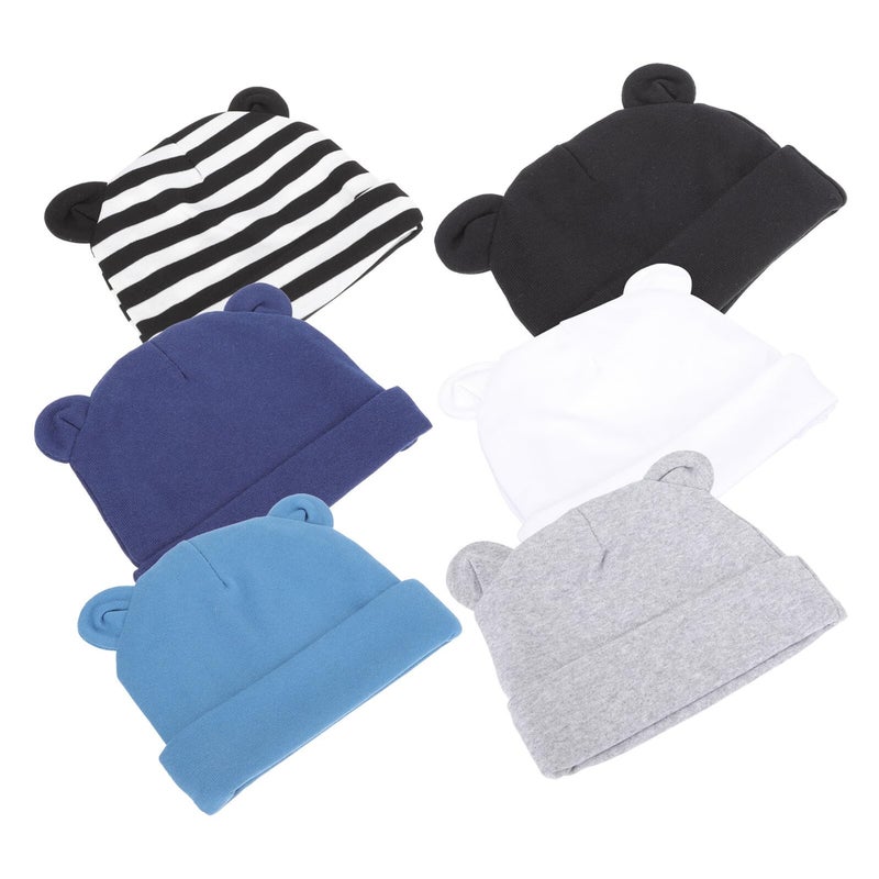 Newborn Cotton Hats And Turban Caps 6pcs Set Soft Ear Protection For Boys 0 1 Year - Image 2
