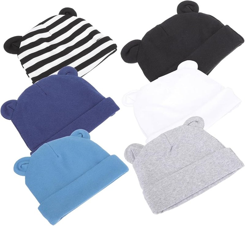 Newborn Cotton Hats And Turban Caps 6pcs Set Soft Ear Protection For Boys 0 1 Year - Image 1