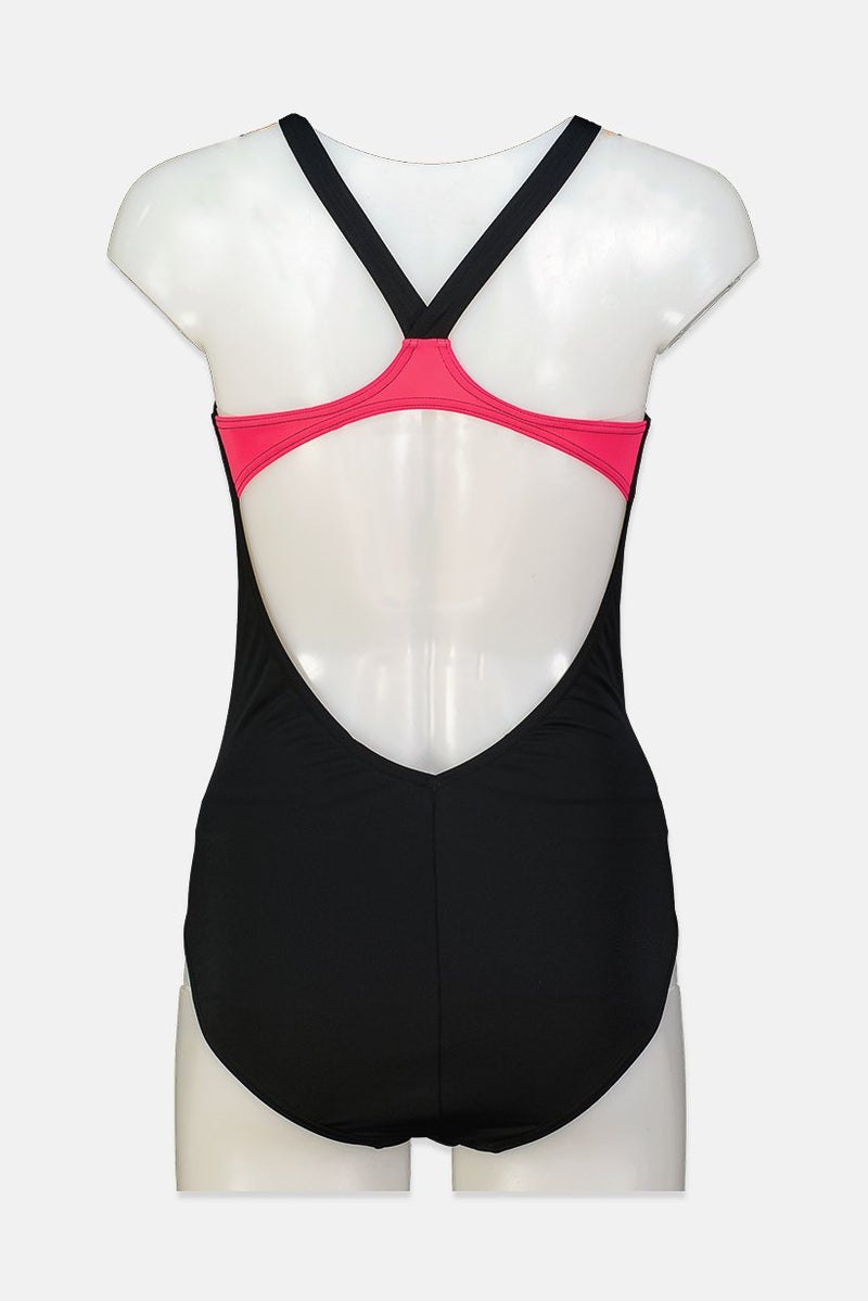 arena Women One Piece Graphic Print Swimsuit, Black and Pink  - Image 2