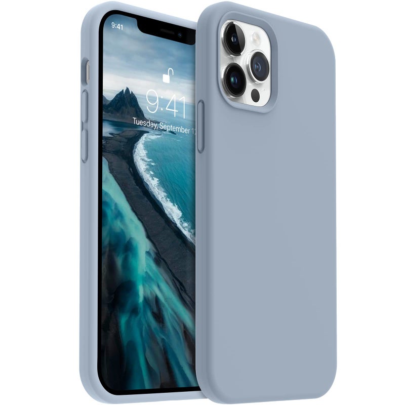 AOTESIER Compatible with iPhone 12 Pro Max Case 67 inch2020Ultra Slim Fit Premium Soft Liquid Silicone Rubber FullBody Protective Bumper Case Light Blue