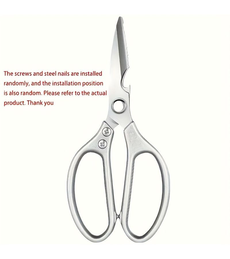 Silver Stainless Steel Scissors Heavy Duty Kitchen Scissors Multifunctional Poultry Bone Cutting Shears - Image 3