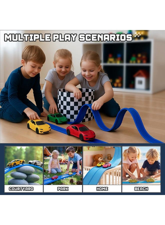 HGEVFL 15.75 Ft Flexible Race Car Track, Blue - Image 4