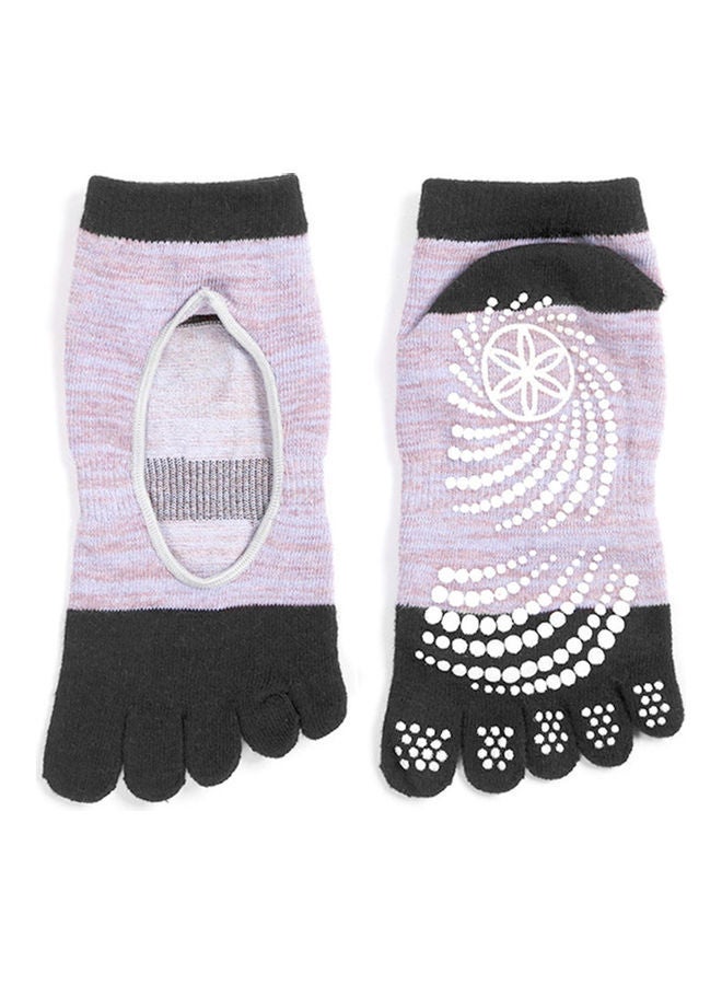 NIBEMINENT Pair Of Non-Slip Open Toe Yoga Socks With Grips 25.00*1.50*12.00cm  - Image 2
