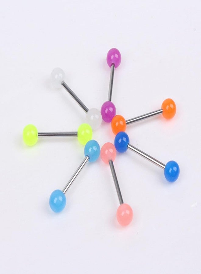 MONAZEO 48Pcs 14G Glow in Dark Flexible Stainless Steel Straight Tongue Barbell Nipple Ring Retainer Piercing Jewelry for Women Men 16mm Bar - Image 5