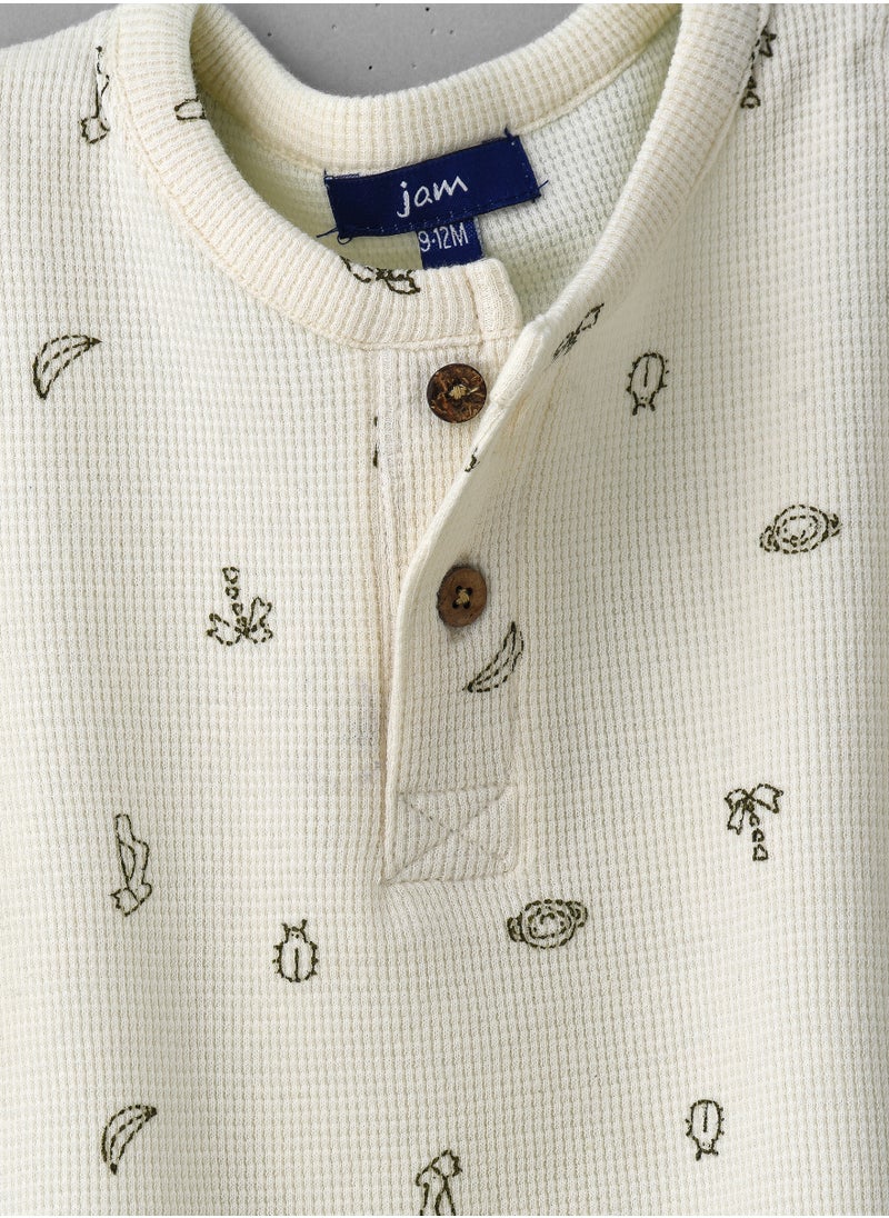 JAM - Boys' Beige Animal Print Cotton T-Shirt - Image 1
