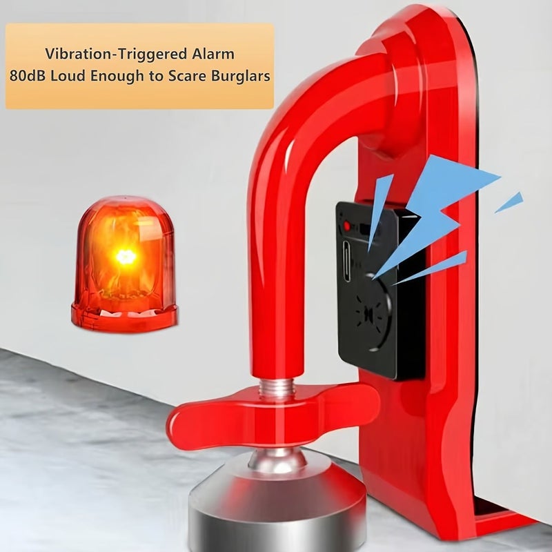 Red Alarm Door Stopper With 80db Siren Dual Protection Anti Theft Travel Security Wedge - Image 2