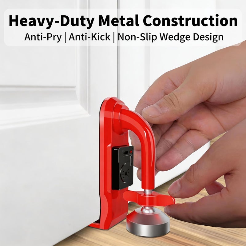 Red Alarm Door Stopper With 80db Siren Dual Protection Anti Theft Travel Security Wedge - Image 1