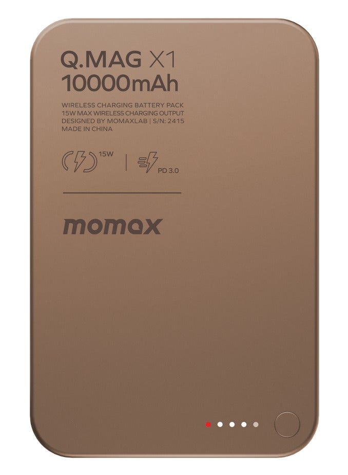 Momax مومكس Q.Mag X1 10000 مللي أمبير بطارية مغناطيسية لاسلكية حزمة USB-C حتى 15 واط PD الإخراج الجيل الثاني - تيتانيوم صحراوي - Image 2