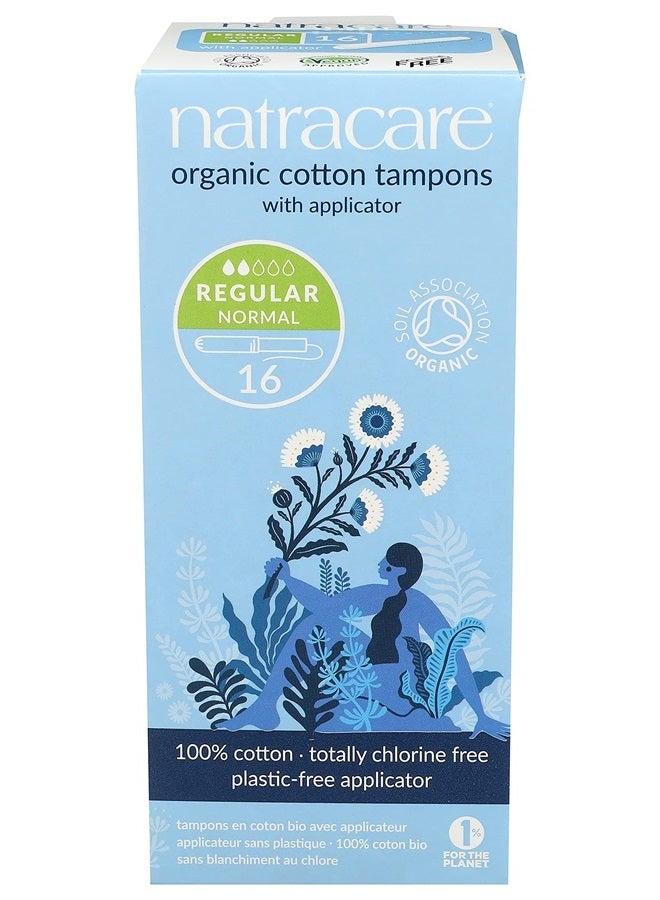 Natracare Organic Cotton Regular Tampons with Cardboard Applicator, (16 Pack, 192 Tampons Total) - Image 1