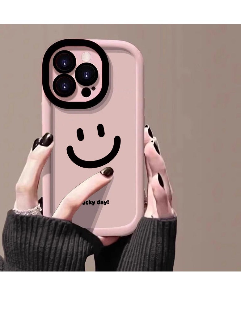 NIBEMINENT Lucky Smiley Protective TPU Case Cover For iPhone 14 Pro Max, Pink