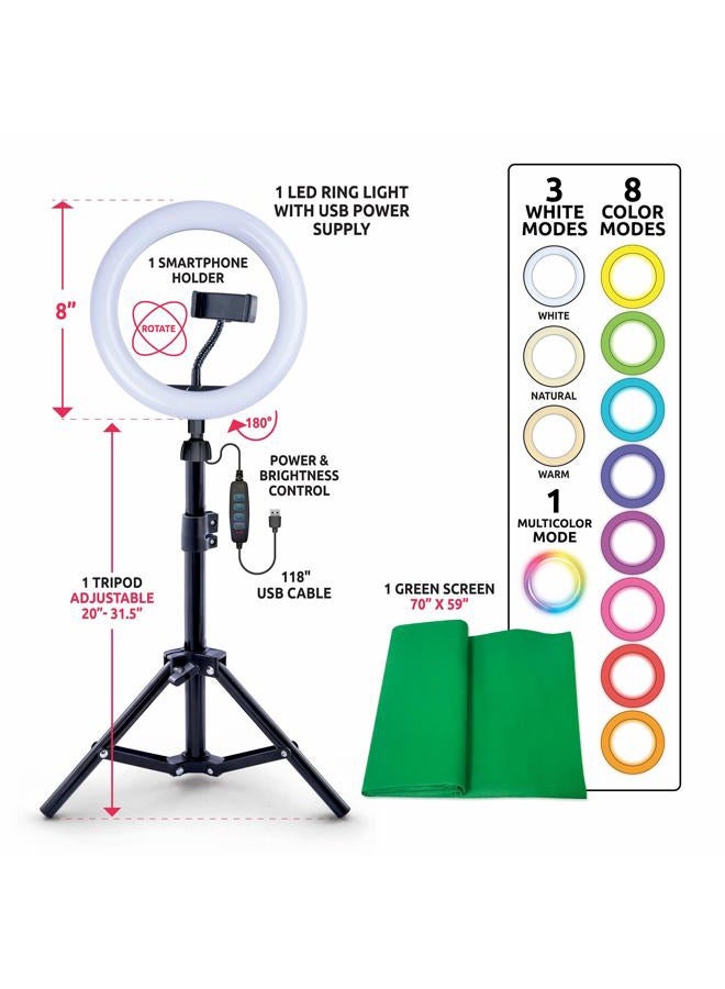 Canal Toys New So DIY TikTok Instagram YouTube Multicolored Ring Light with Green Screen and Phone Mount Tripod. Studio Creator 2 Influencer Video Creator Kit  - Image 4