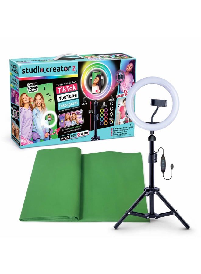 Canal Toys New So DIY TikTok Instagram YouTube Multicolored Ring Light with Green Screen and Phone Mount Tripod. Studio Creator 2 Influencer Video Creator Kit  - Image 1