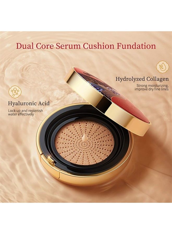 ZEESEA [Palace Identity Liquid Foundation Makeup, Cushion Foundation BB Cream, Skincare Ingredients, Long Lasting and High Coverage Cushion Compact, Light Beige 