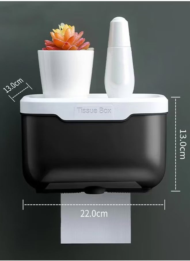 HQ-GAMING Perforation-Free Wall Mounted Tissue Box Tissue Dispenser Dryer Sheet Holder, Clear Tissue Storage for Bathroom Kitchen Living Room Bedroom Office or Wall Mounted Creative Ins Style Tissue Box  - Image 2
