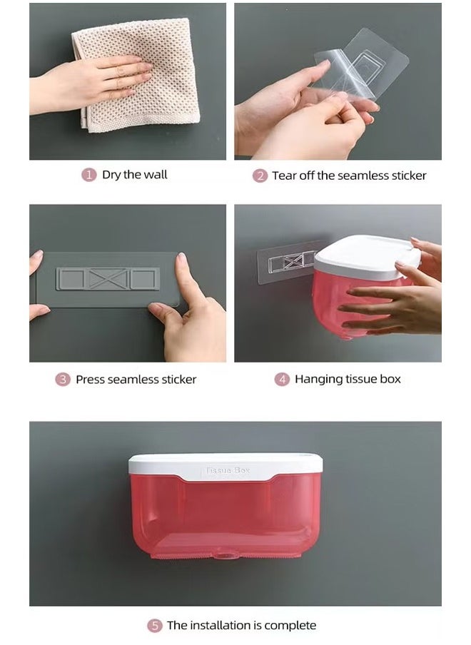 HQ-GAMING - Perforation-Free Wall Mounted Tissue Box Tissue Dispenser Dryer Sheet Holder, Clear Tissue Storage for Bathroom Kitchen Living Room Bedroom Office or Wall Mounted Creative Ins Style Tissue Box - Image 1