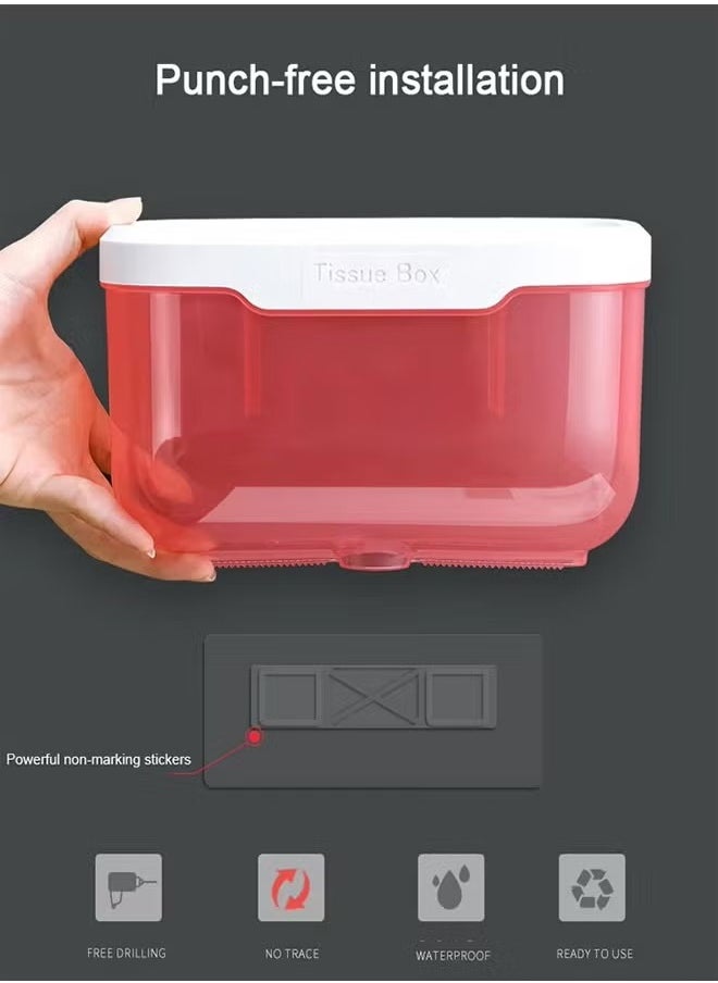 HQ-GAMING Perforation-Free Wall Mounted Tissue Box Tissue Dispenser Dryer Sheet Holder, Clear Tissue Storage for Bathroom Kitchen Living Room Bedroom Office or Wall Mounted Creative Ins Style Tissue Box  - Image 5