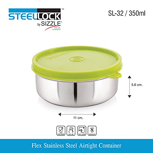STEELLOCK Stainless Steel Airtight Container | Leak Proof Container/Storage/Lunch Box with Lid | BPA Free, Durable & Rust-Proof | SL-32-set of 4, 500ml each, Green - Image 4