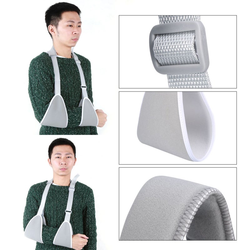 Adjustable Shoulder Sling: Soft Black Nylon Mesh, Quick Release Buckle, Enhanced Comfort - Adjustable Wide Padding Shoulder Stabilizer for Post Surgical or Non-Surgical Arm Shoulder Recovery, Left Rig - Image 1