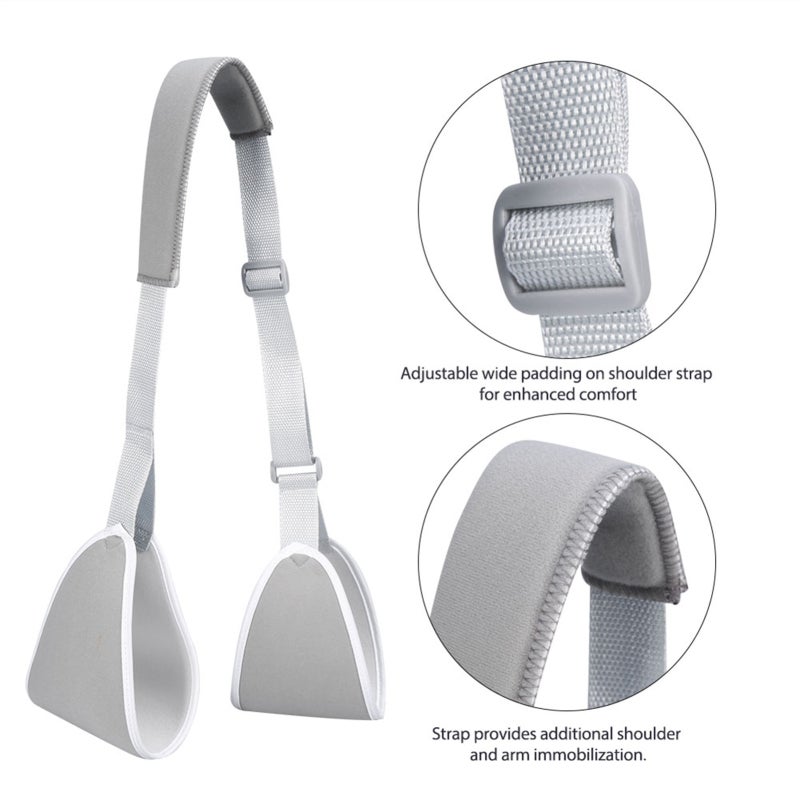Adjustable Shoulder Sling: Soft Black Nylon Mesh, Quick Release Buckle, Enhanced Comfort - Adjustable Wide Padding Shoulder Stabilizer for Post Surgical or Non-Surgical Arm Shoulder Recovery, Left Rig - Image 2