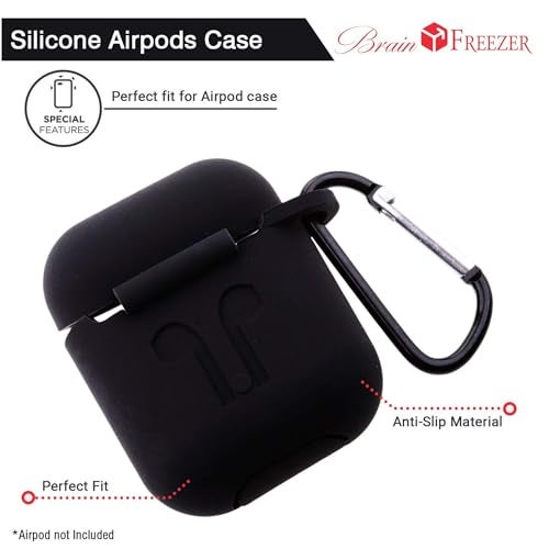 Brain Freezer Silicone Shock Proof Protection Sleeve Skin Carrying Bag Box Cover Case Compatible with Device 1 & 2 Only Wireless Headphones Earphone Black (Device Not Included) - Image 2