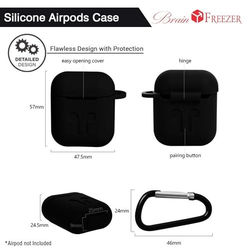 Brain Freezer Silicone Shock Proof Protection Sleeve Skin Carrying Bag Box Cover Case Compatible with Device 1 & 2 Only Wireless Headphones Earphone Black (Device Not Included) - Image 4