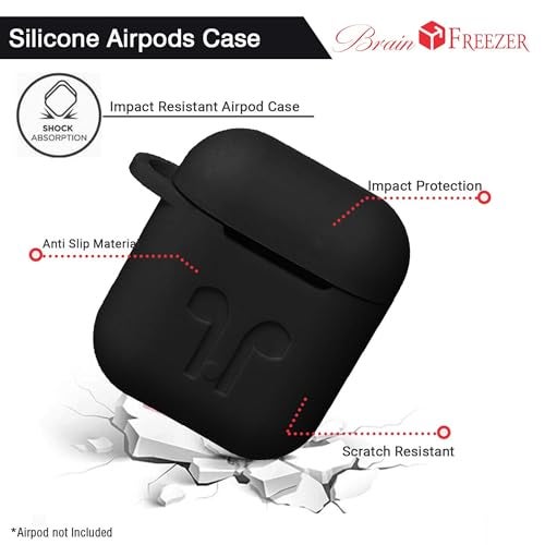 Brain Freezer Silicone Shock Proof Protection Sleeve Skin Carrying Bag Box Cover Case Compatible with Device 1 & 2 Only Wireless Headphones Earphone Black (Device Not Included) - Image 3
